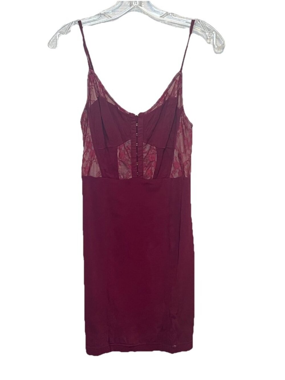 Intimately Free People Burgundy Lace Corset Mini Slip Dress Bodycon Coquette S